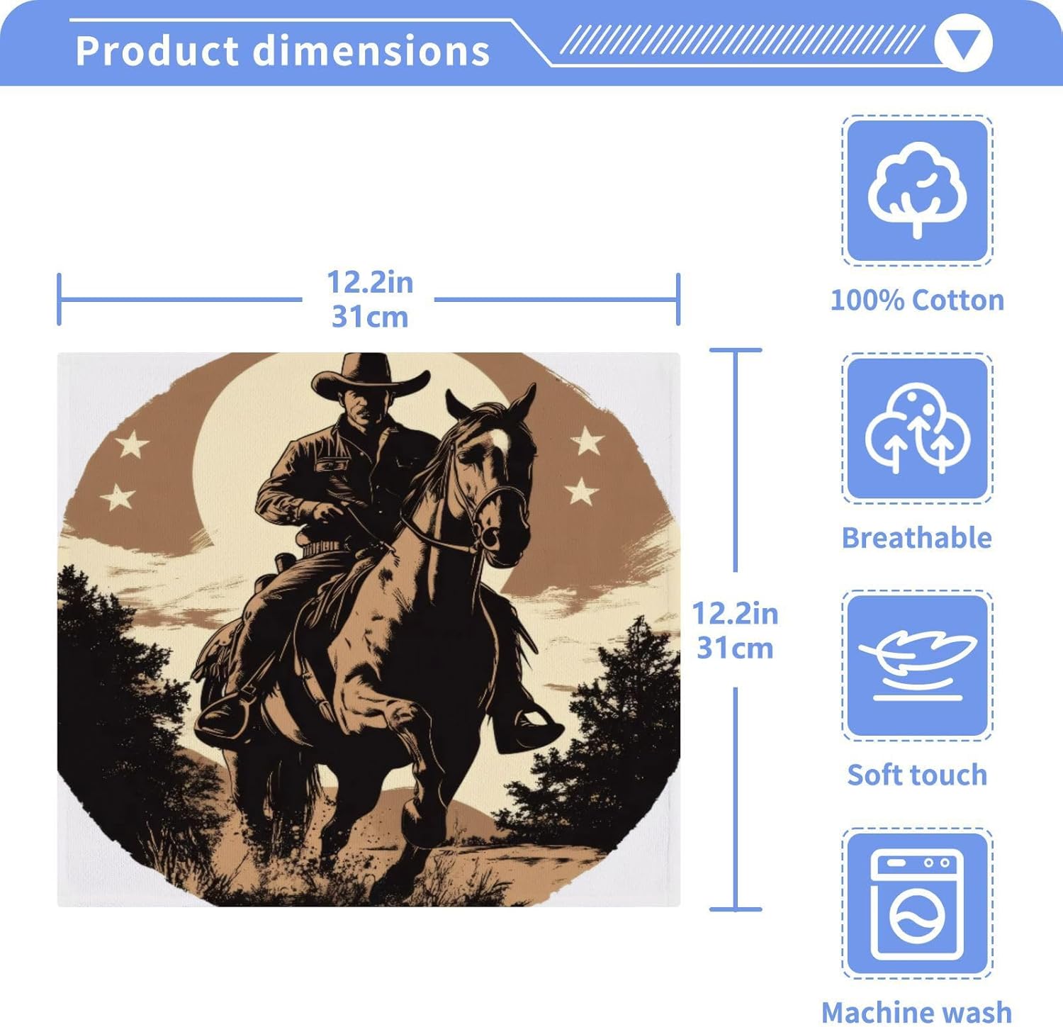 Kigai Sheriff on Horse Face Hand Towels Soft Absorbent 12x12 Pad