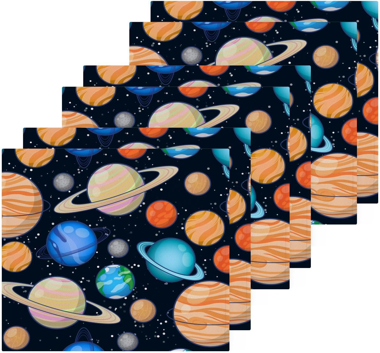 WELLDAY Cartoon Solar System Washcloths 2 Pack
