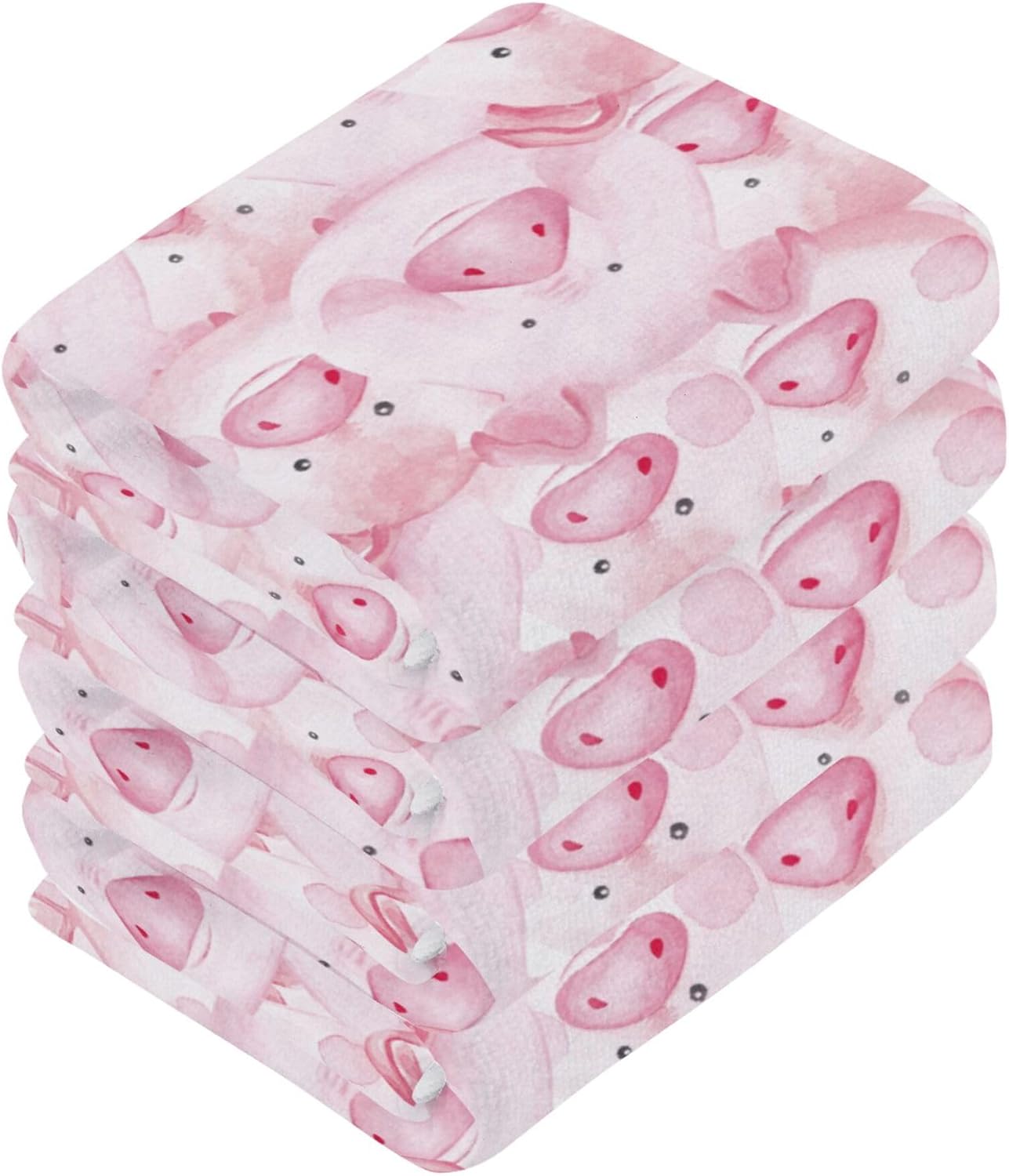Cute Pigs Xigua Washcloth Set - 2-12 Pcs 12x12in Washable Durable