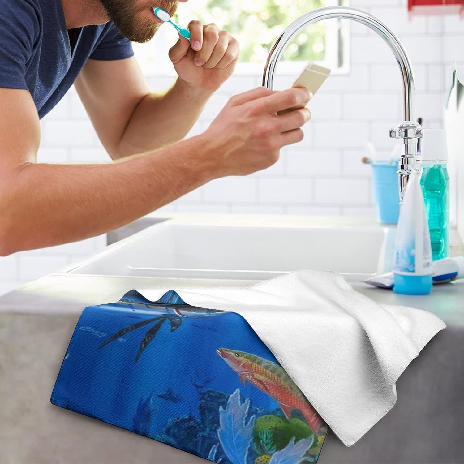 Stilvoll Sailfish Design Washcloths for Bathroom Kitchen Hotel