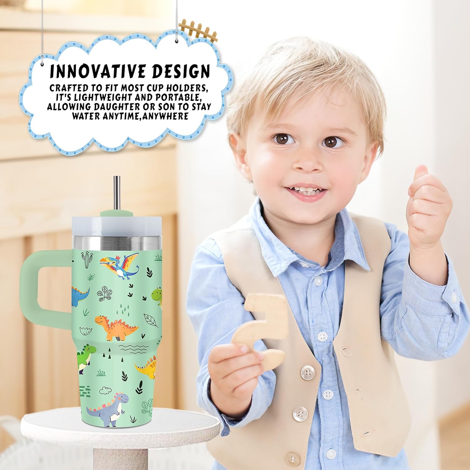 Dino Themed Tumbler Fun for Kids