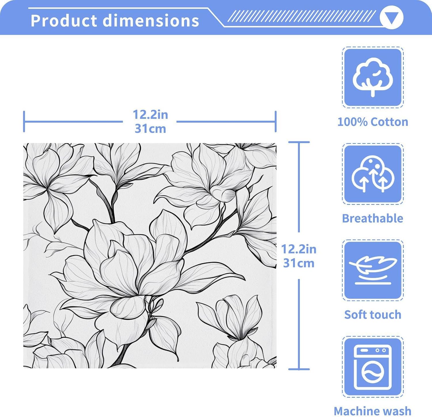 12x12 Cotton Washcloths Soft and Absorbent for Bathroom and More