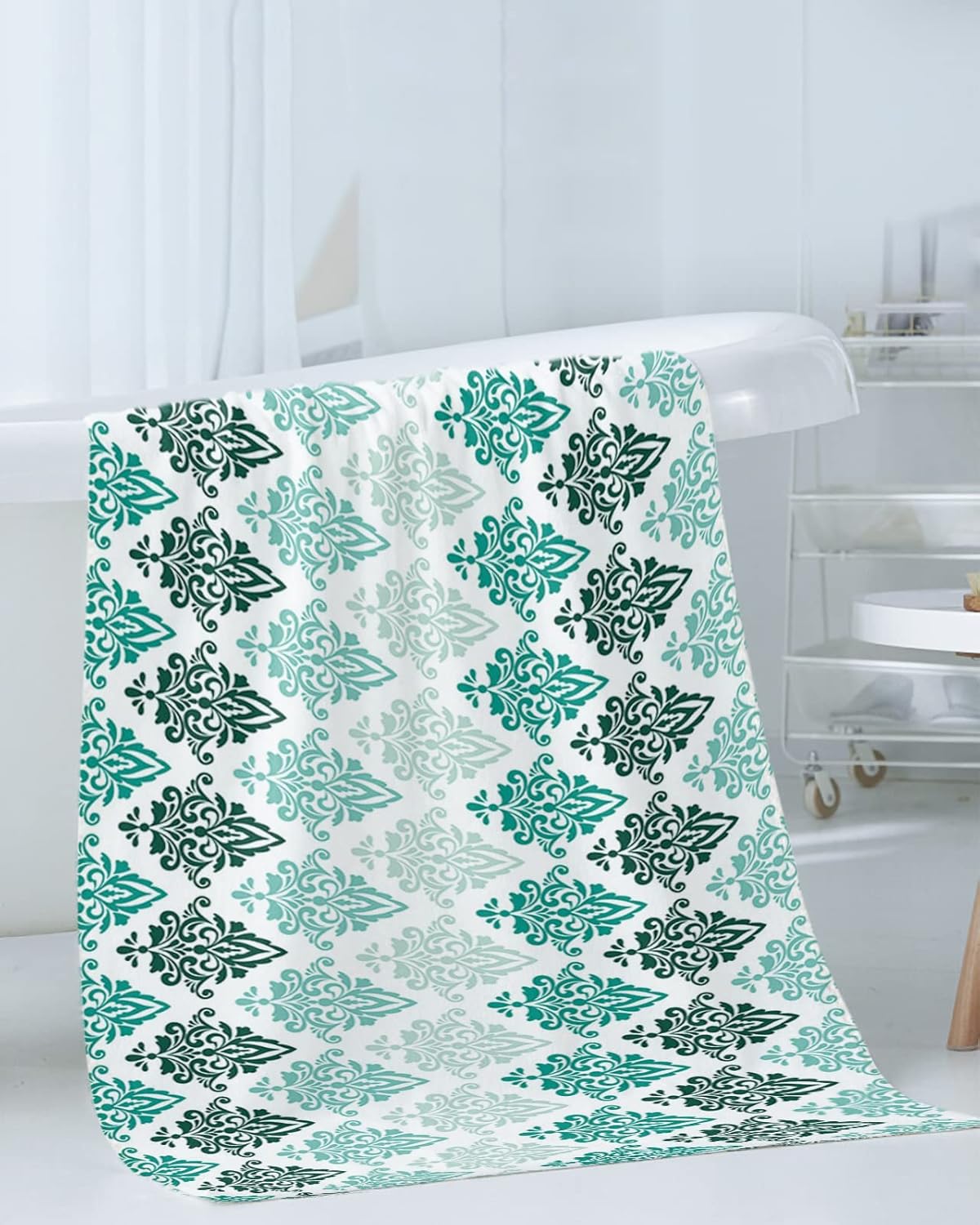 Luxurious Geometric Turquoise Bathroom Towels Set