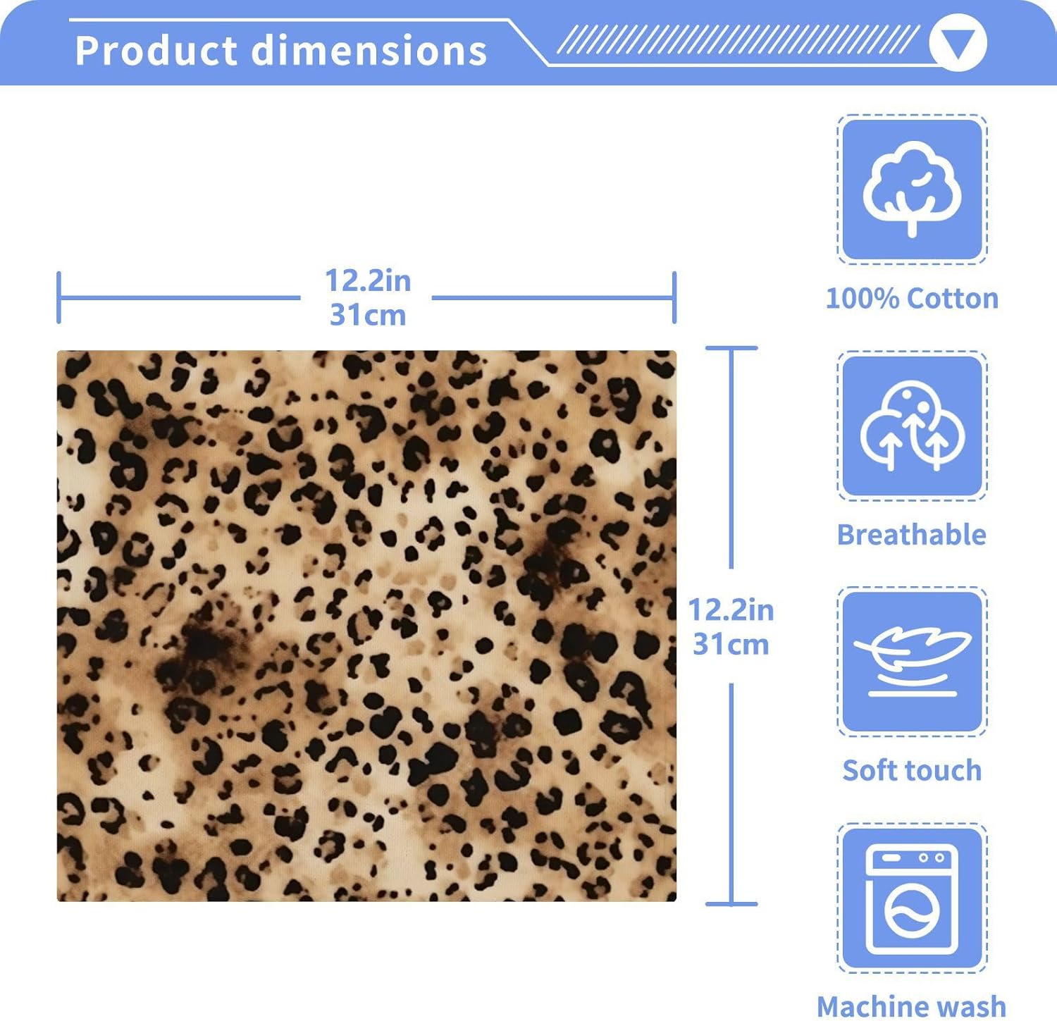 Pure Cotton Leopard Print Reusable Absorbent Face Towels Set - 2-Pack