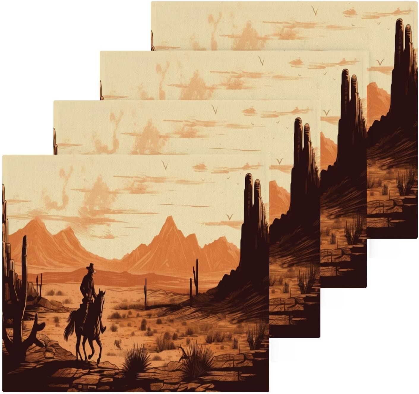 Yettastbin 4-Piece Cowboy Washcloth Set