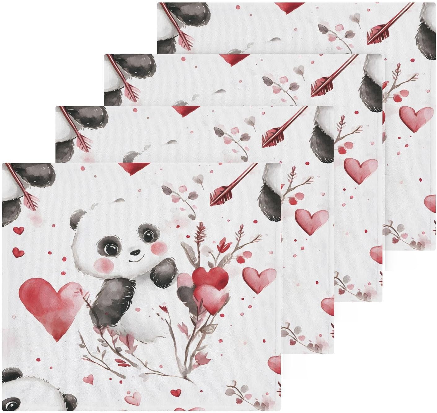 FUGIDO Valentines Day Panda Washcloth Set - Premium Soft 2-12_pack