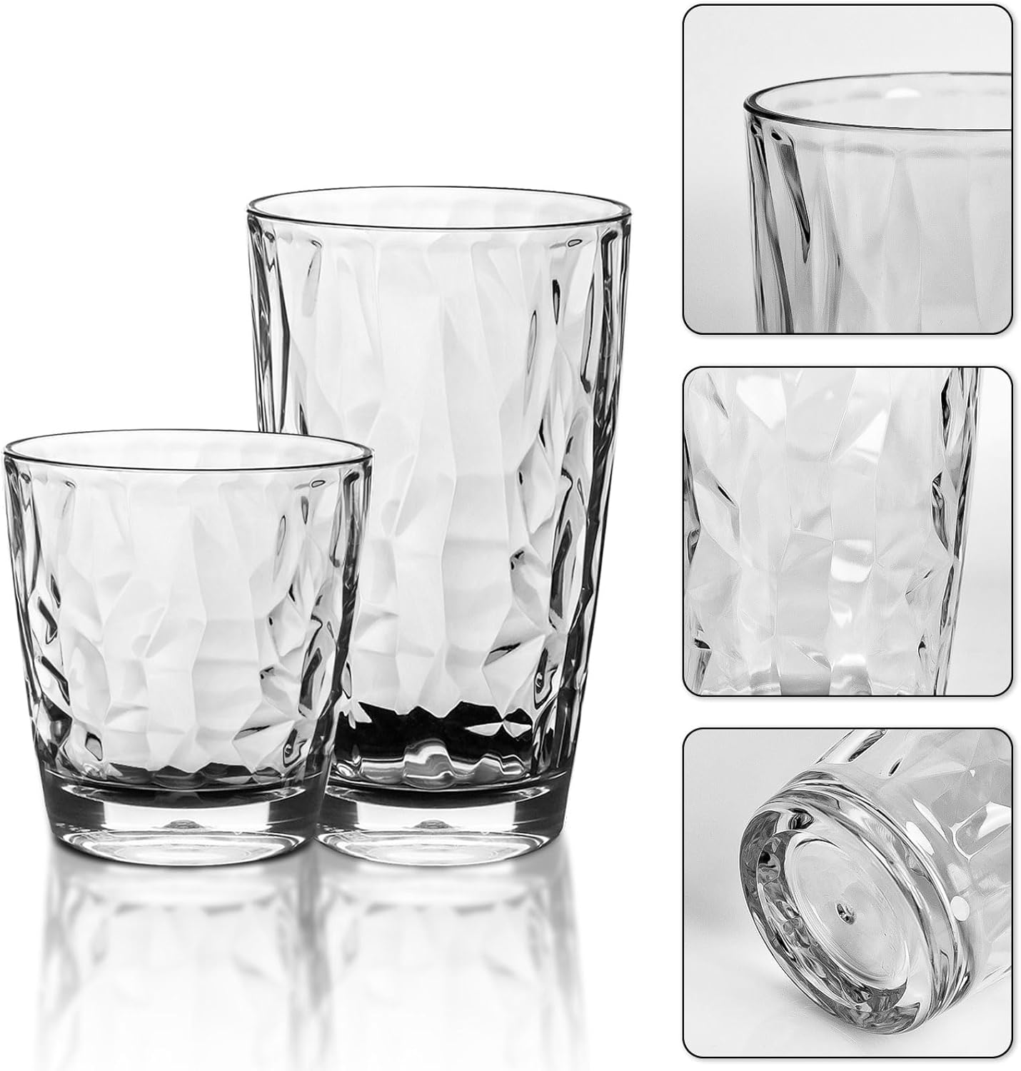 Topsky Reusable Plastic Cups Shatter-Proof Unbreakable Tumblers 10-16 oz
