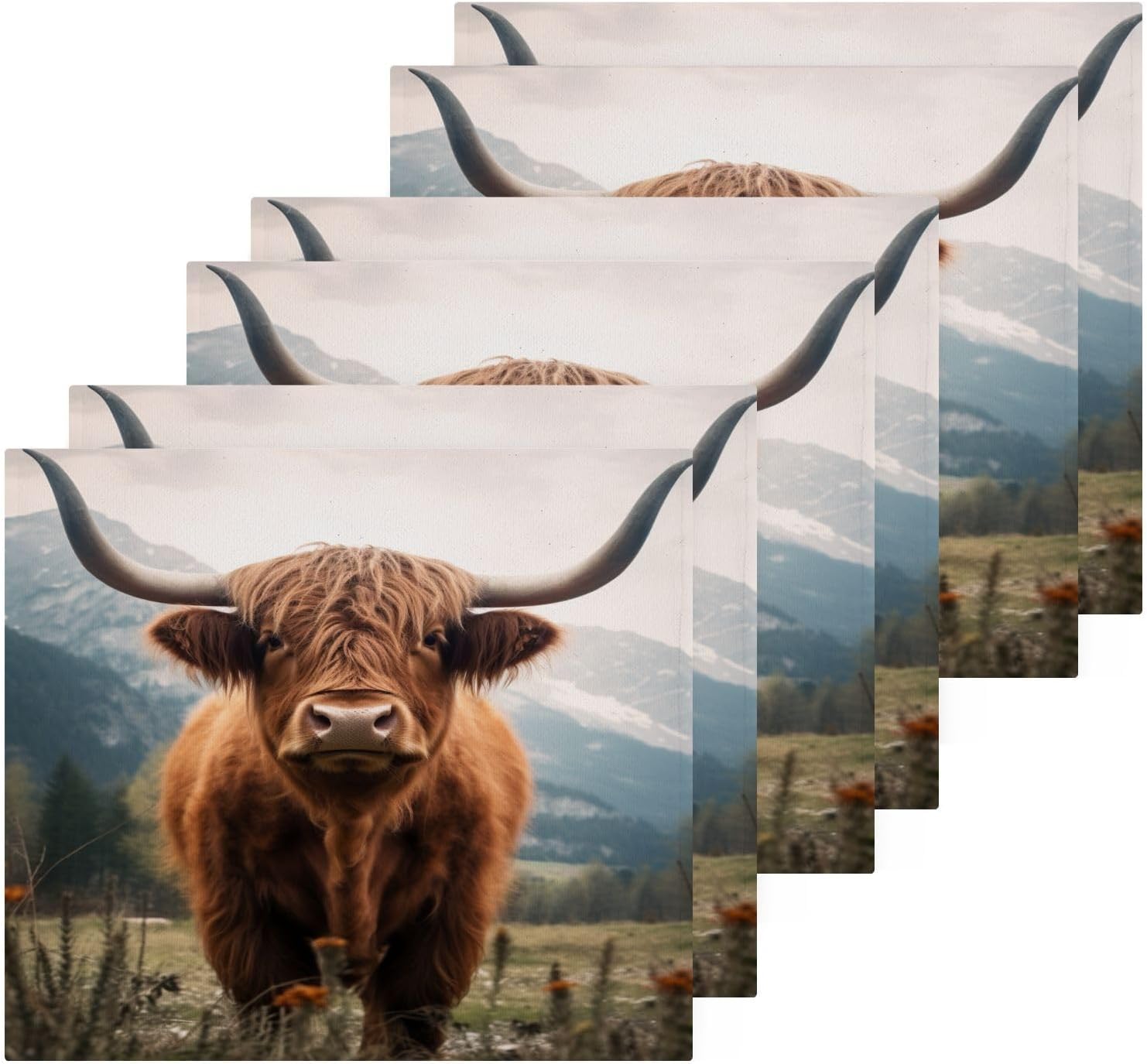 Highland Cow Washcloth Set - Soft AbsorbentReusable Facing Towel for Baby Family