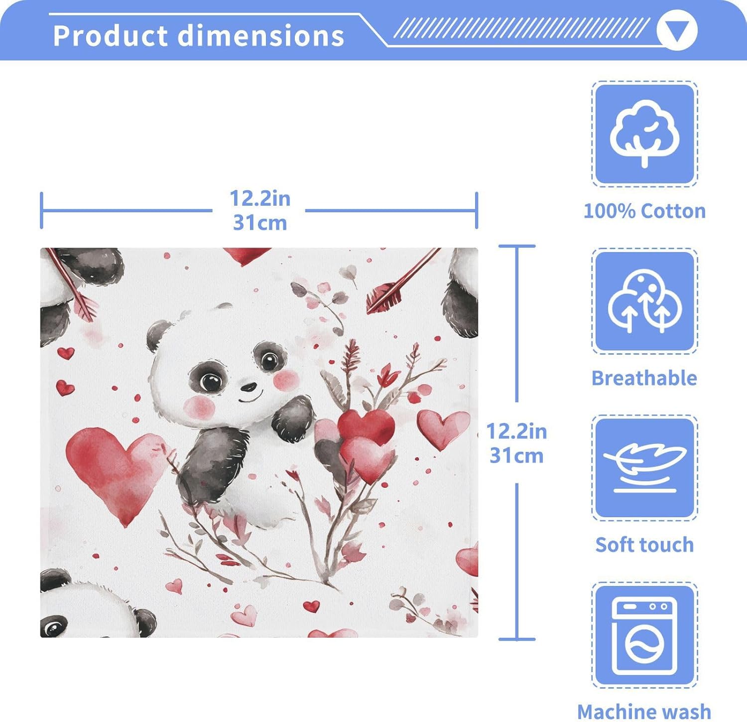 FUGIDO Valentines Day Panda Washcloth Set - Premium Soft 2-12_pack
