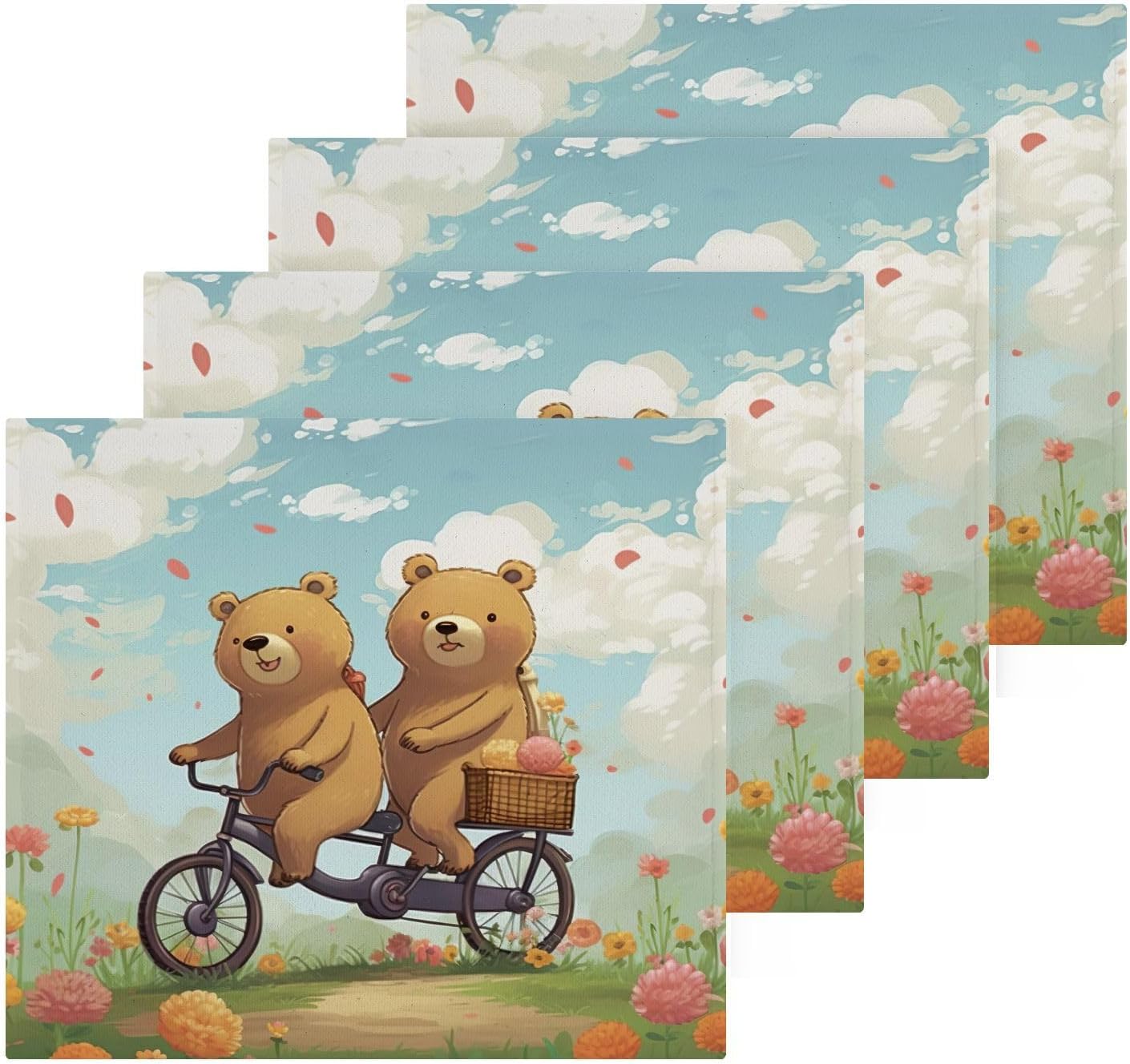 Cartoon Bear Washcloth Set