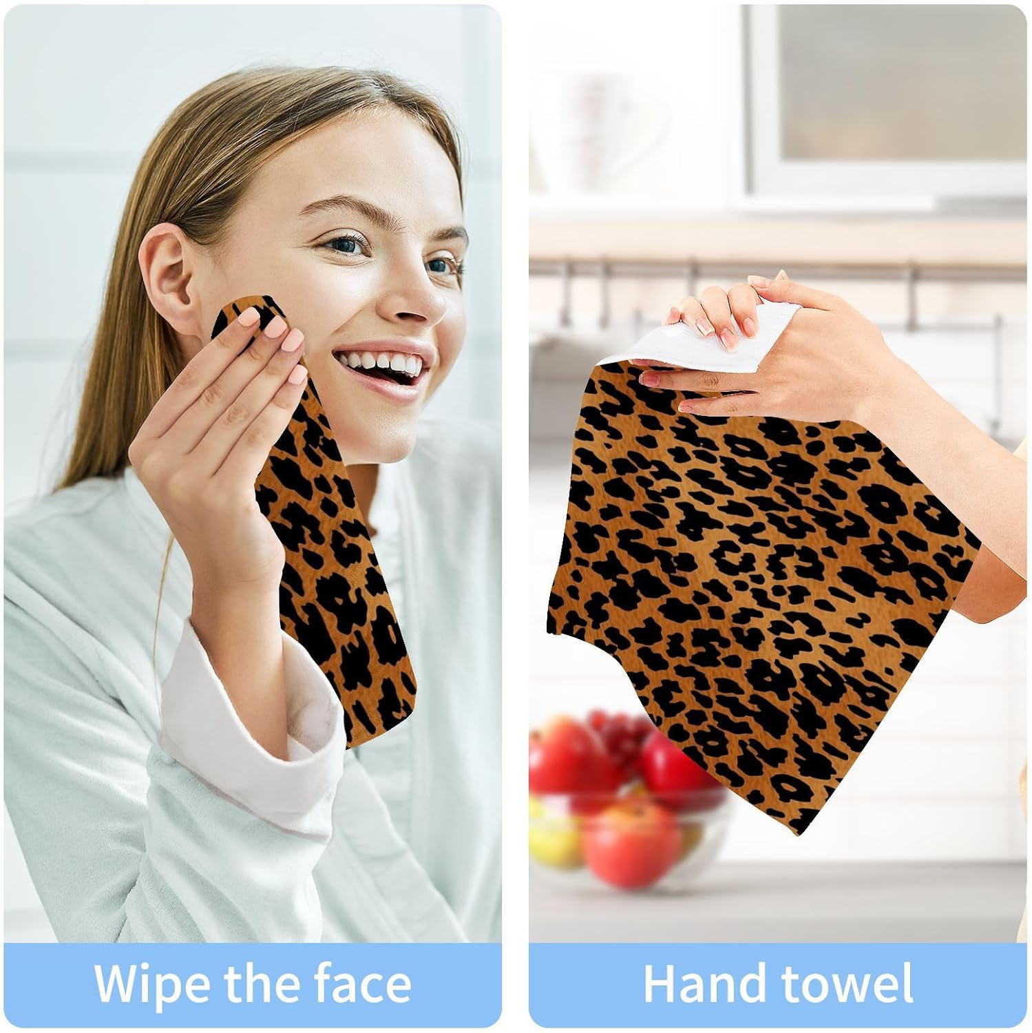 Leopard Print Reusable Washcloths Set