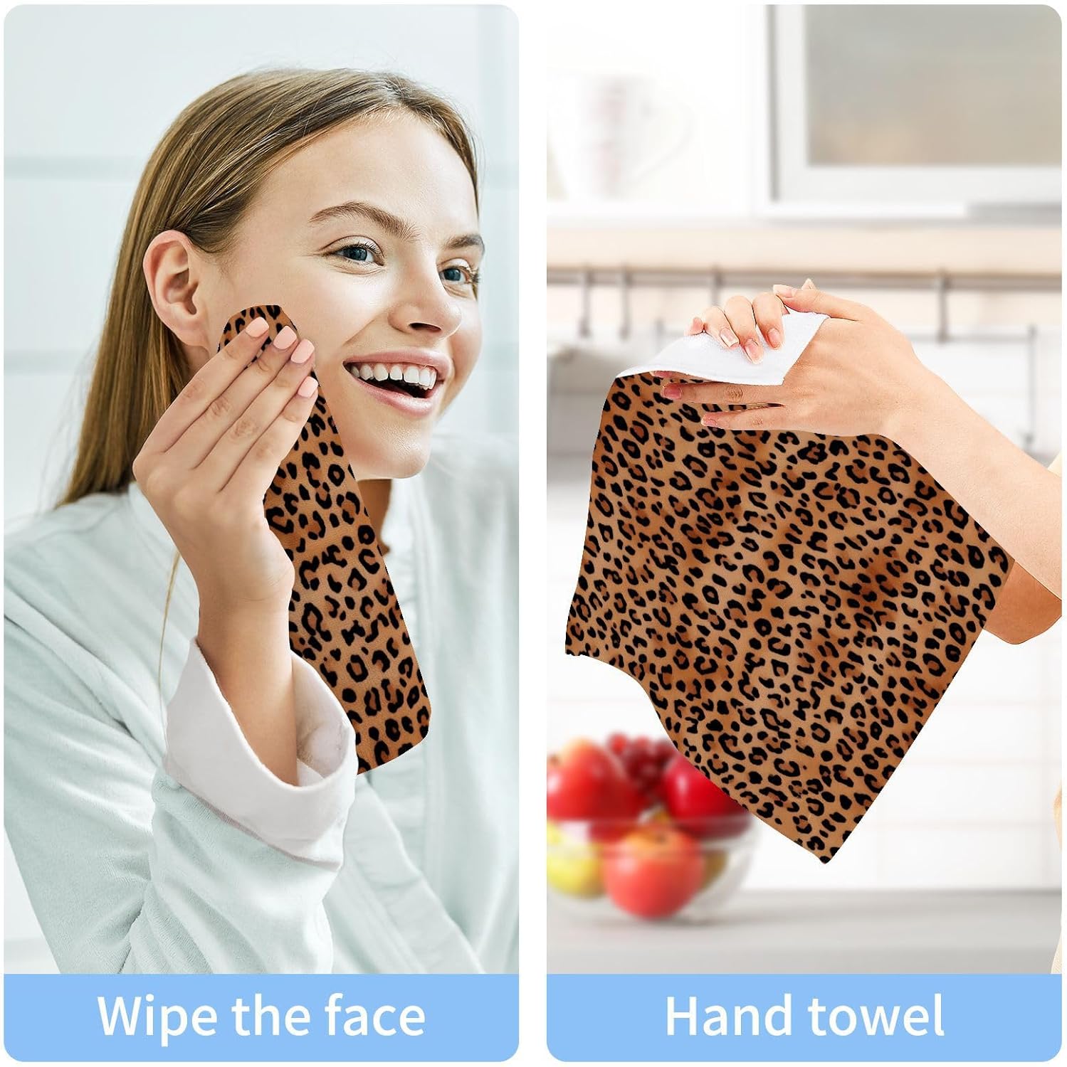 Leopard Print Cotton Washcloths