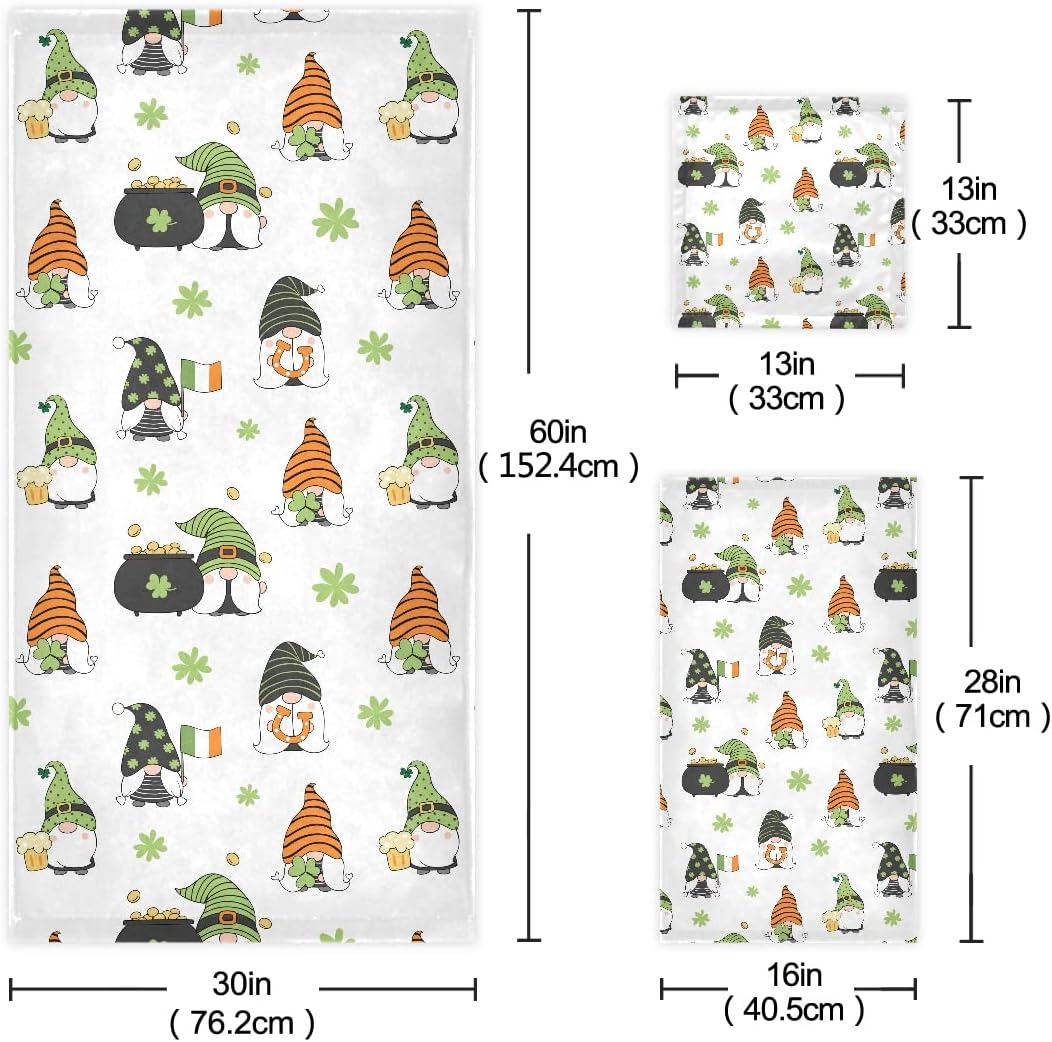 DOMIKING Gnome St Patrick Day Towel Set of 3