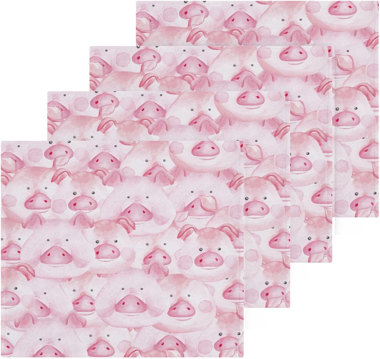 Cute Pigs Xigua Washcloth Set - 2-12 Pcs 12x12in Washable Durable