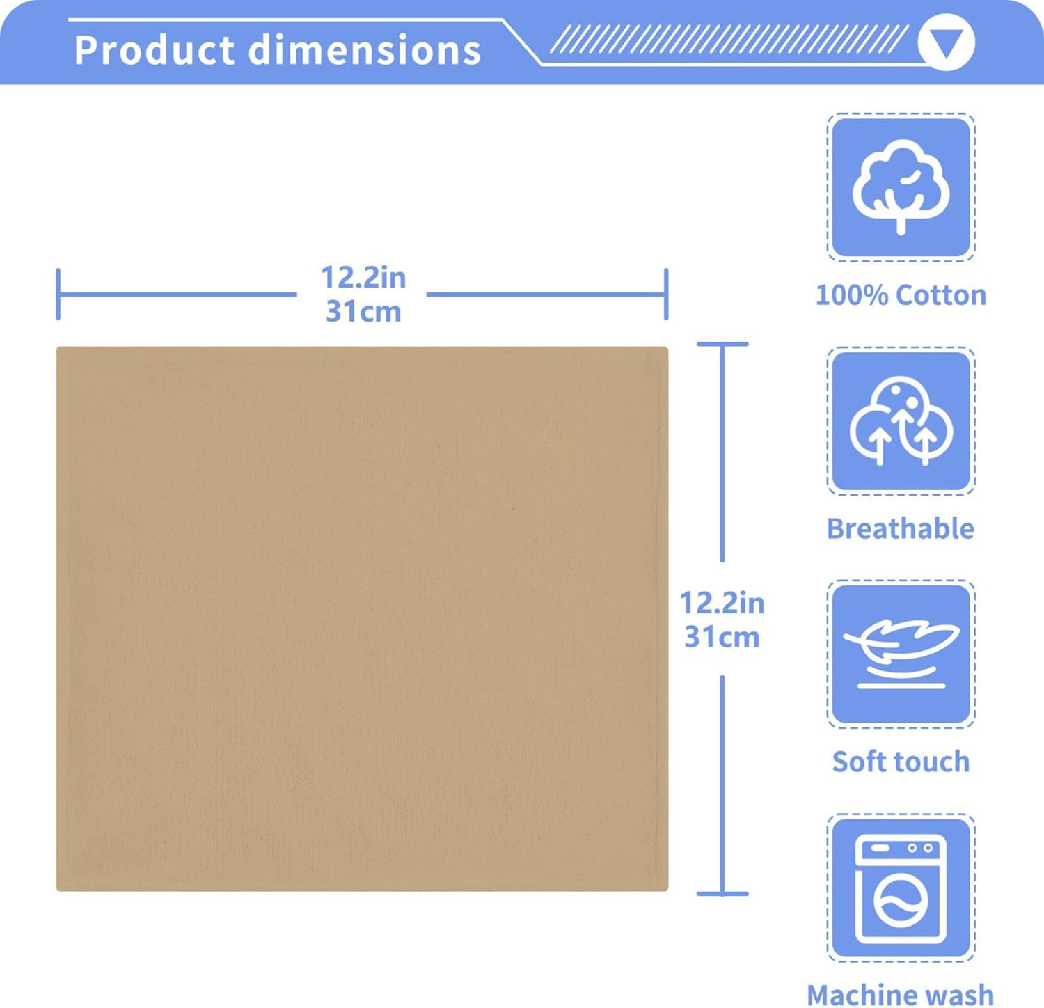 4 Multi-Purpose Tan Washcloths for Soft Hands Clean Surfaces