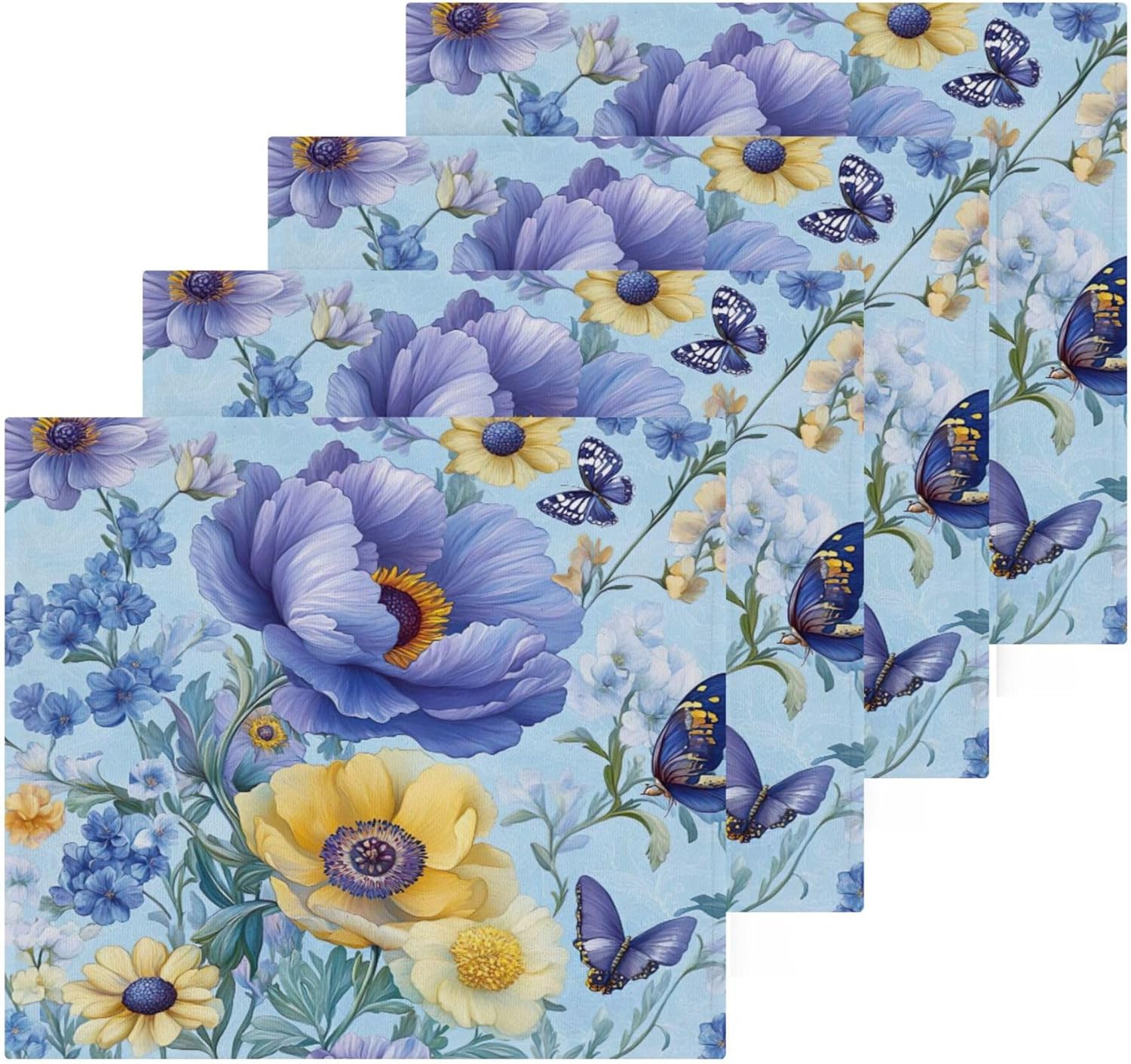 Xigua Beautiful Floral Pattern Washcloths Set of 2 1