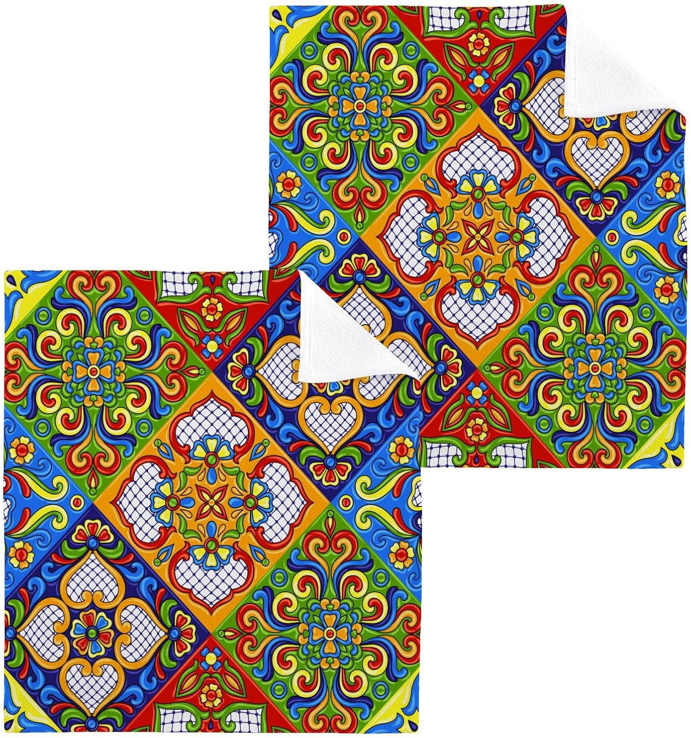 Kigai Mexican Talavera Tile Washcloth Set