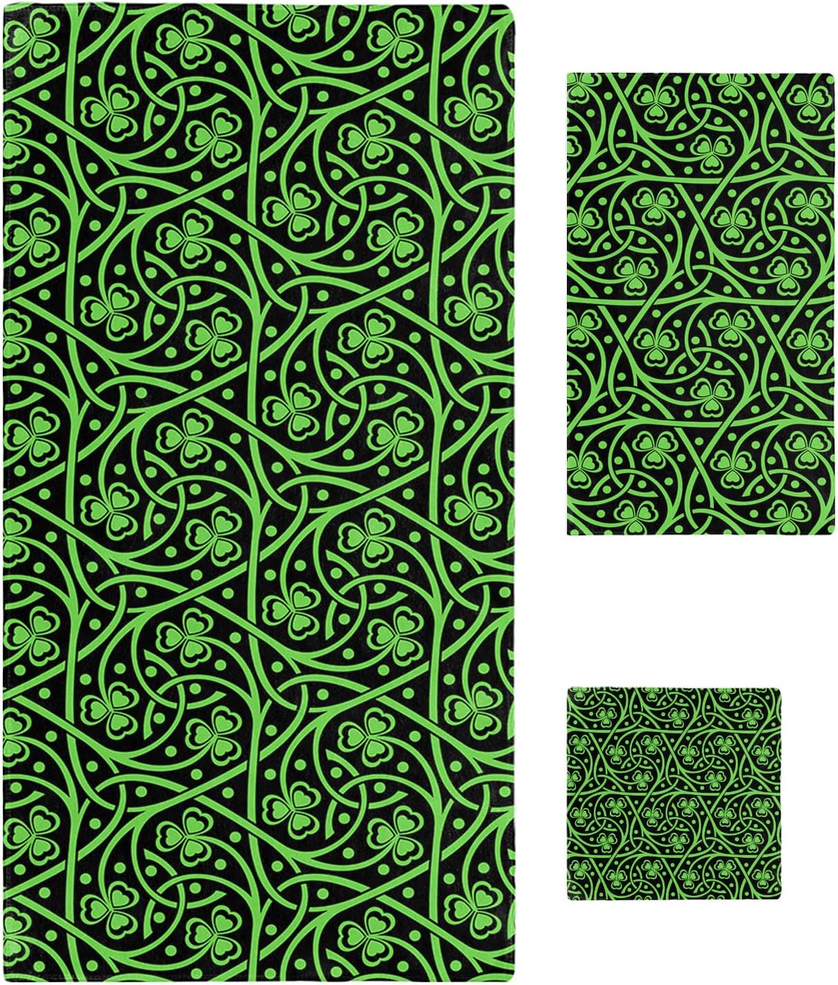 St Patricks Day Shamrock Bathroom Towel Set Collectible Luxurious Microfiber Dish Towels