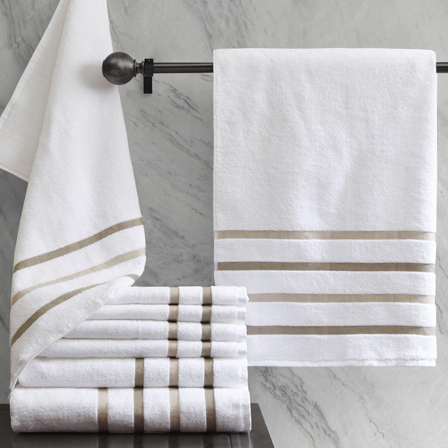 Comfort Spaces Cotton 8 Piece Bath Towel Set Striped