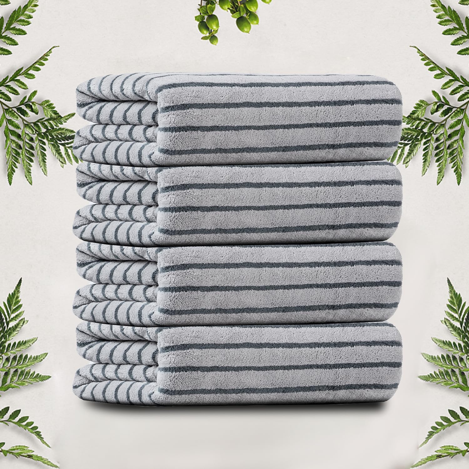Bohobean 4-Piece Ultra-Soft Washcloth Set Microfiber Multi-Use