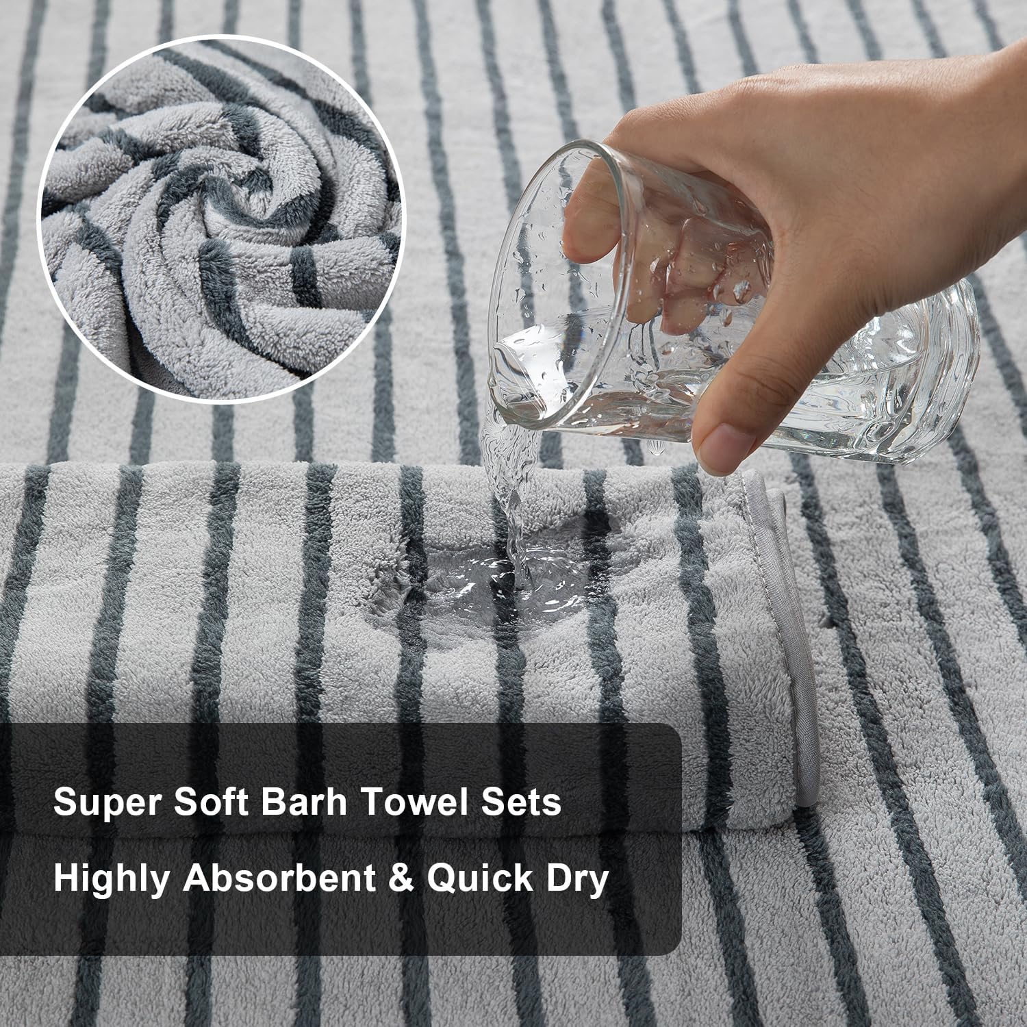 Bohobean 4-Piece Ultra-Soft Washcloth Set Microfiber Multi-Use