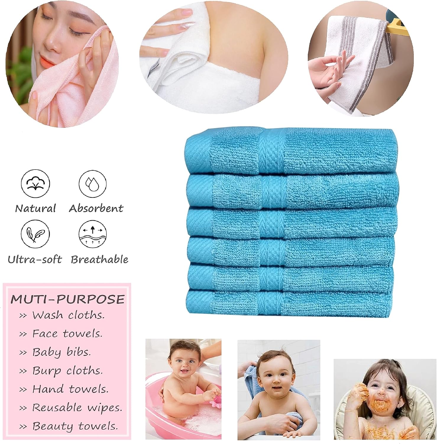 Mother-Earth Bathtowels Soft Quick-Dry Reusable Eco-Friendly Sensitive Skin