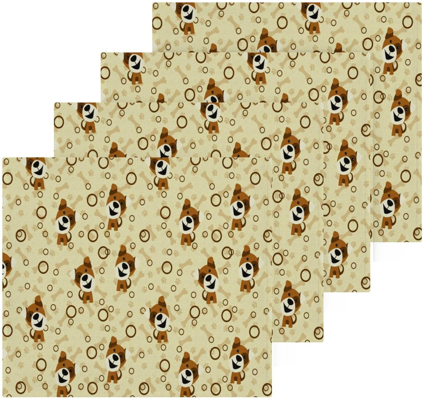 Yegame Dog Paw 2-Piece Washcloth Set 12x12 Pure Cotton