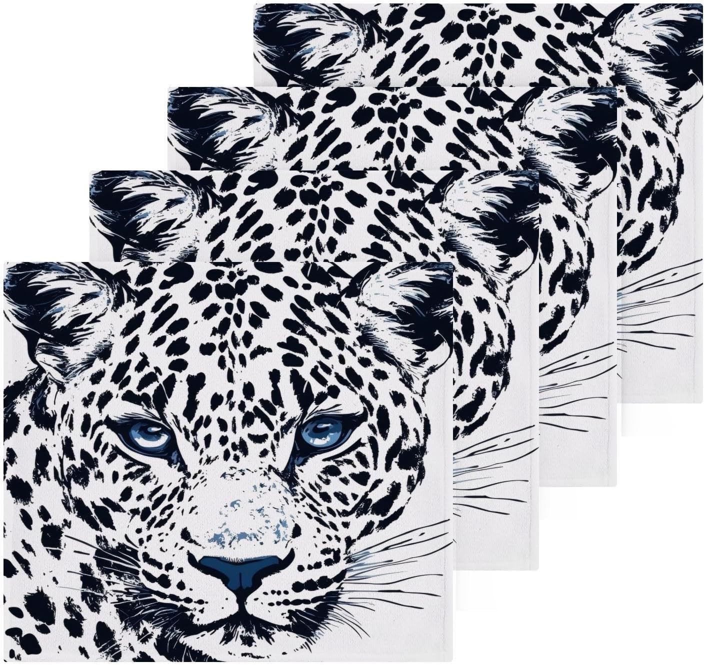 Pure White Leopard Print Washcloths 4-Pack