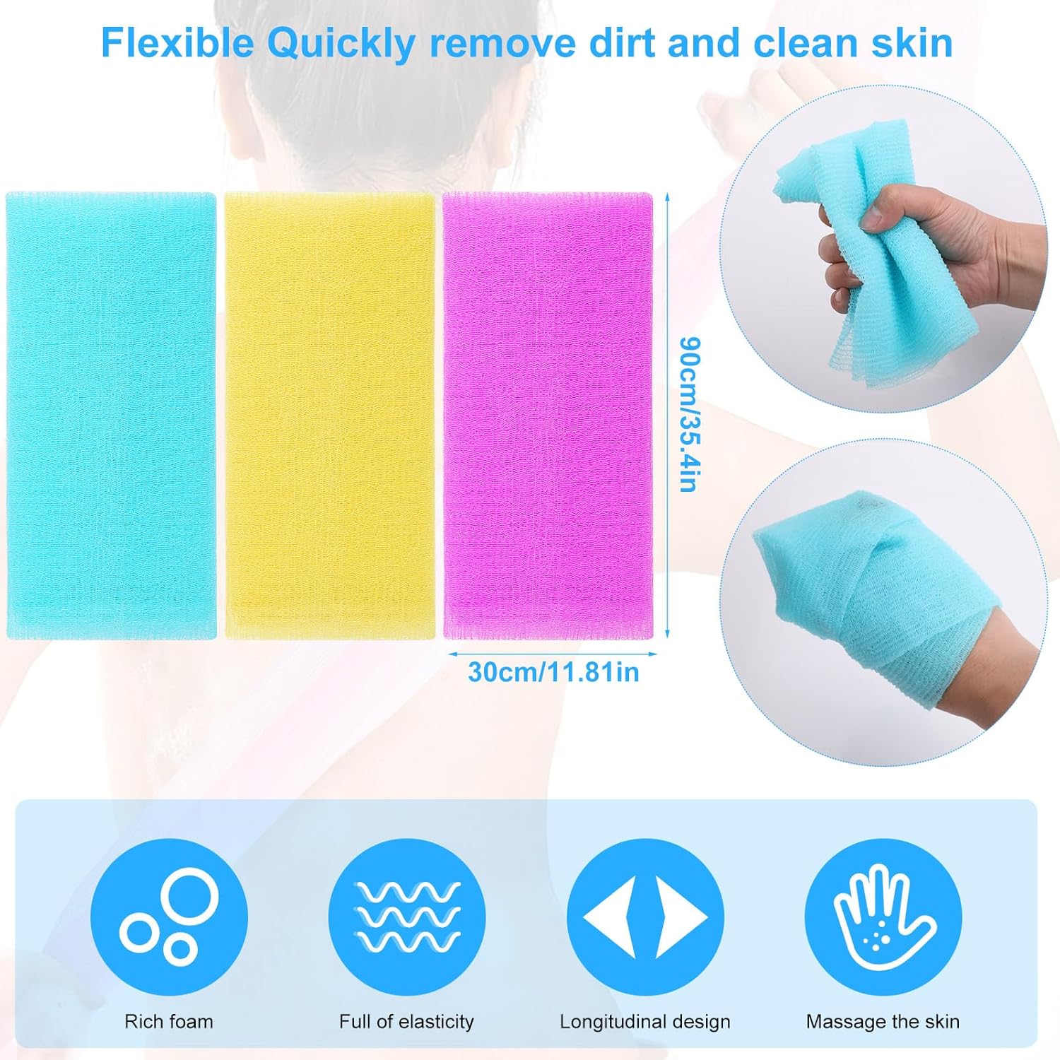 4 Pack Exfoliating Scrub Towels for Dead Skin Removal Smooth Radiant Skin