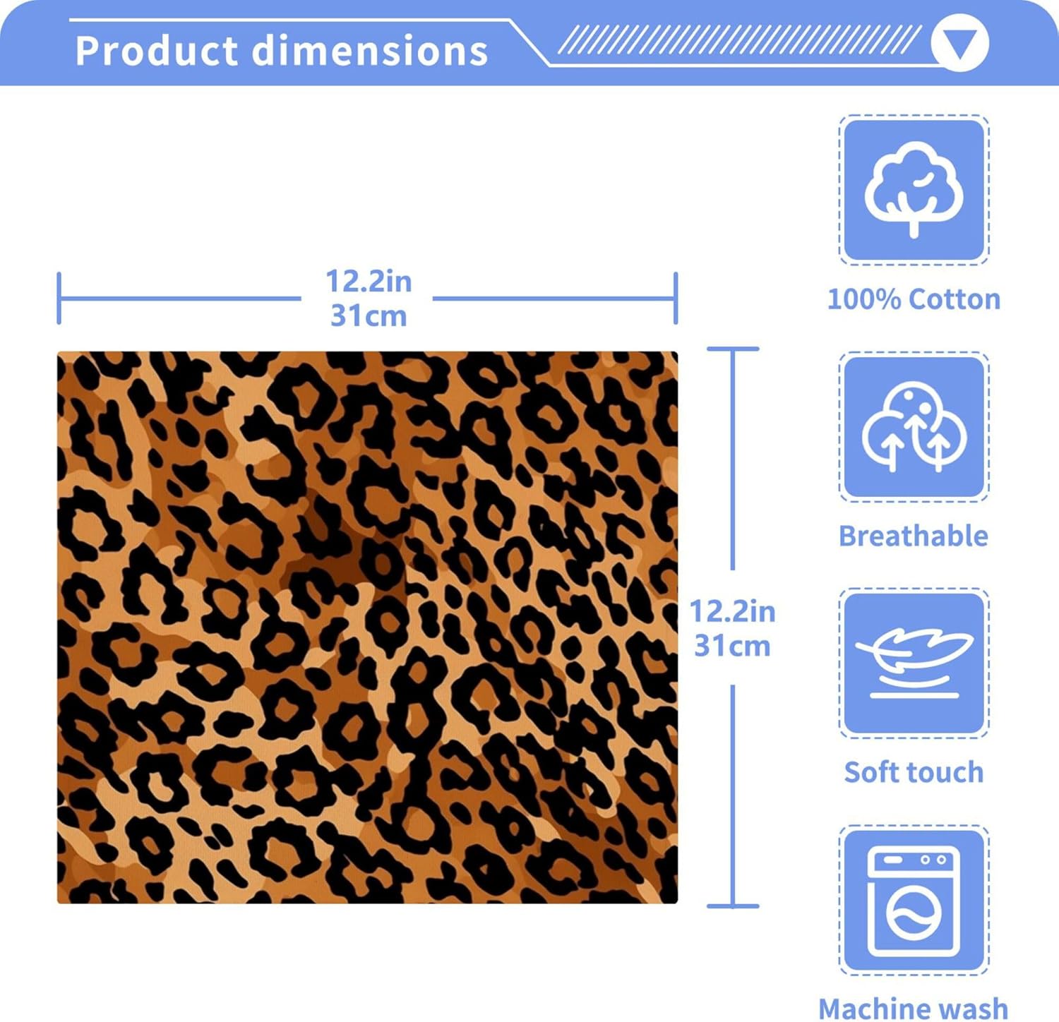 Leopard Print Washcloths Soft Absorbent 12x12