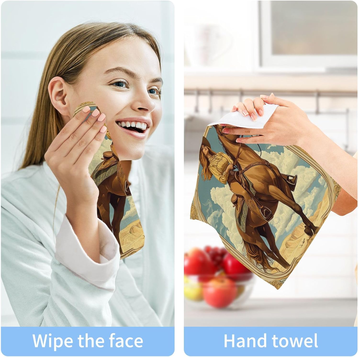 Xigua Beautiful Cowgirl Washcloth Set