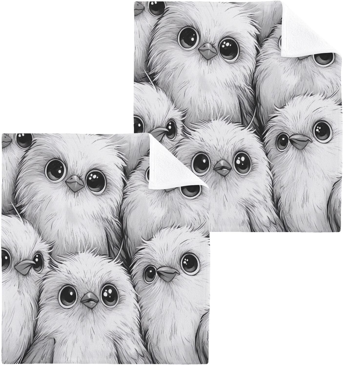 Msyxl 2-Piece Birds Pattern Washcloths Soft Cotton Face Body Towels