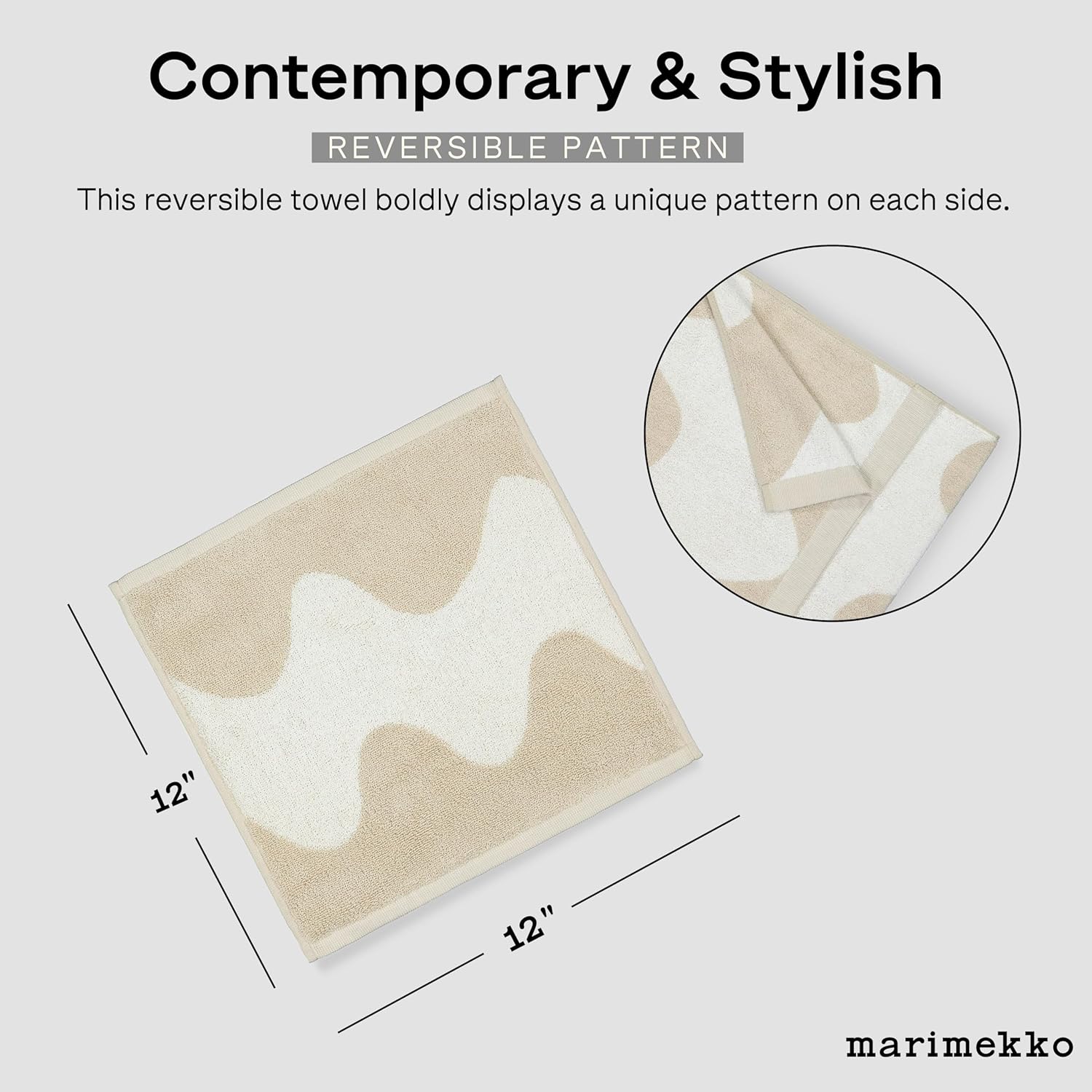 MARIMEKKO Lokki Terry Cotton Washcloth Beige 1