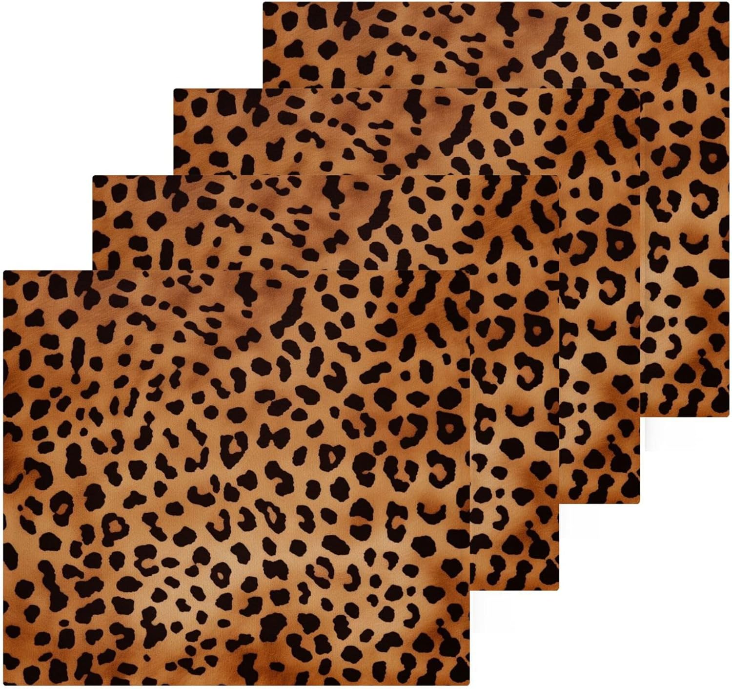 Leopard Print Washcloth 2-Pack Soft Cotton for Bathroom Gym Spa Hotel