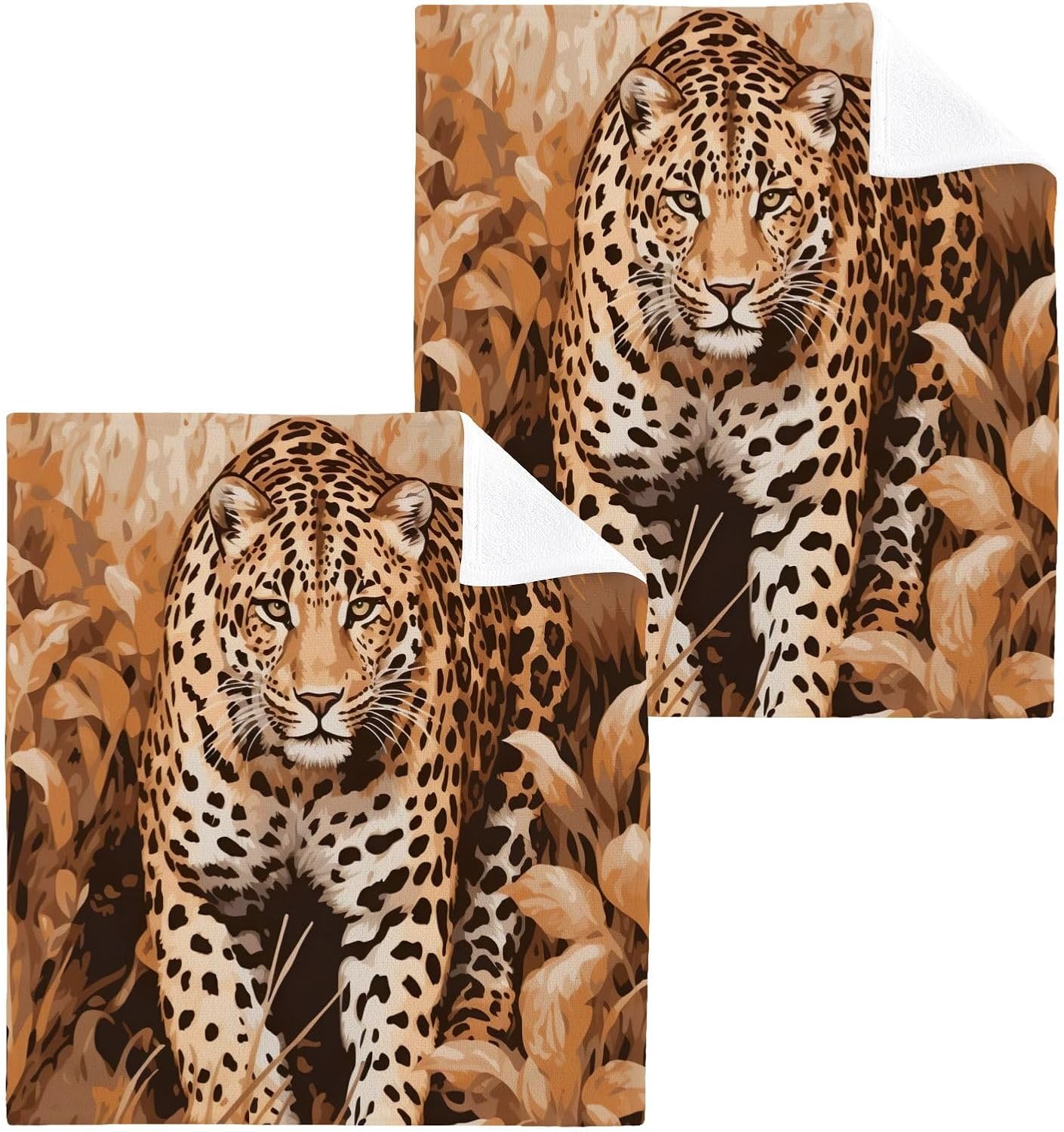 Leopard Print Leopard Washcloths