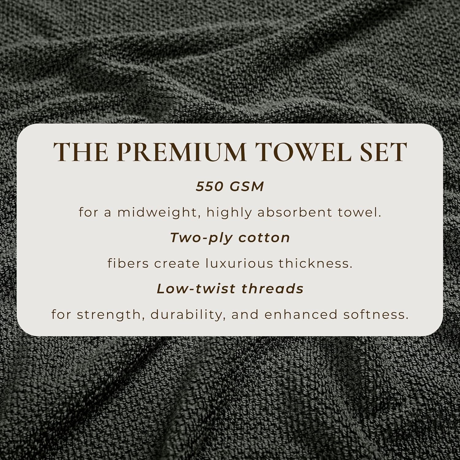 Dark Grey Washcloth - 100 Cotton 12-Pack 13x13 - Soft Absorbent Durable
