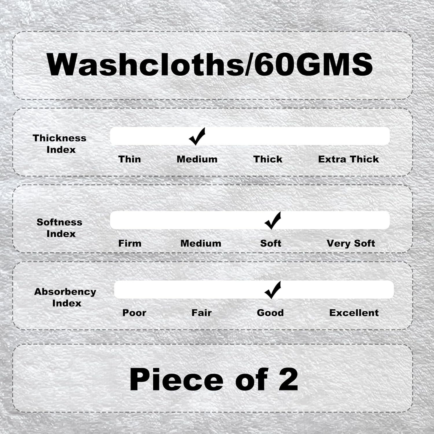 100 White Cotton Washcloth 2-Piece Set