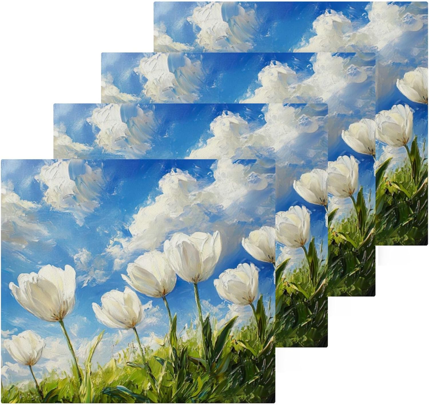 Qilmy White Tulip Face Towels