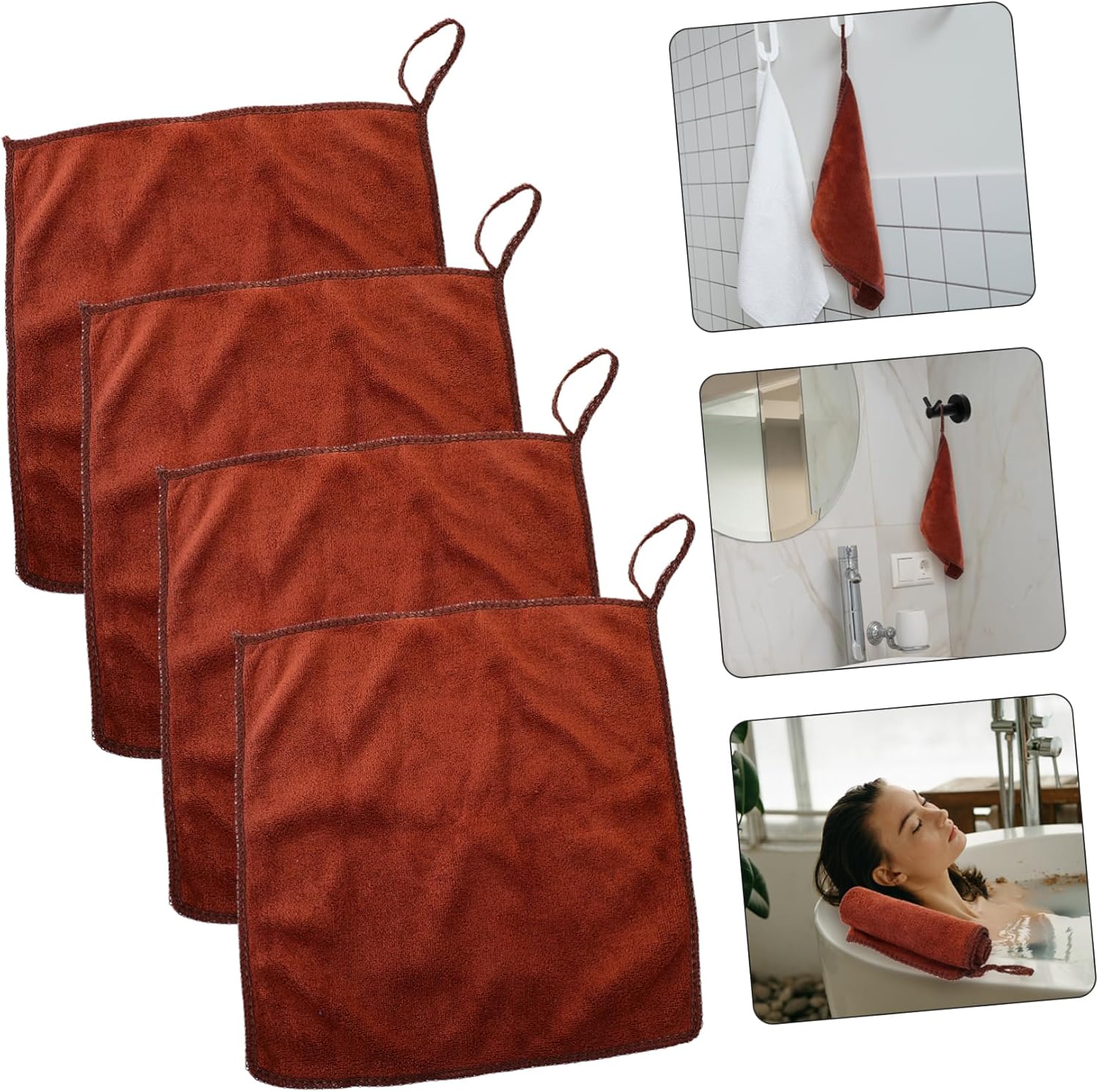 Healeved 4-Piece Square Face Towels Soft Nonwoven for Daily Use