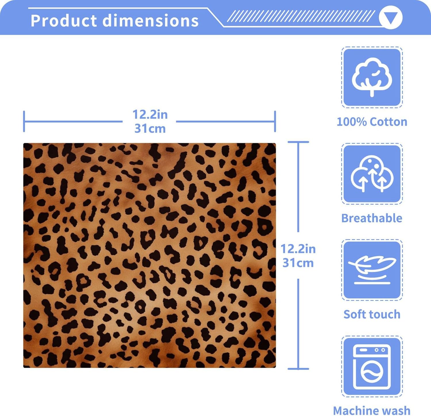 Leopard Print Washcloth 2-Pack Soft Cotton for Bathroom Gym Spa Hotel