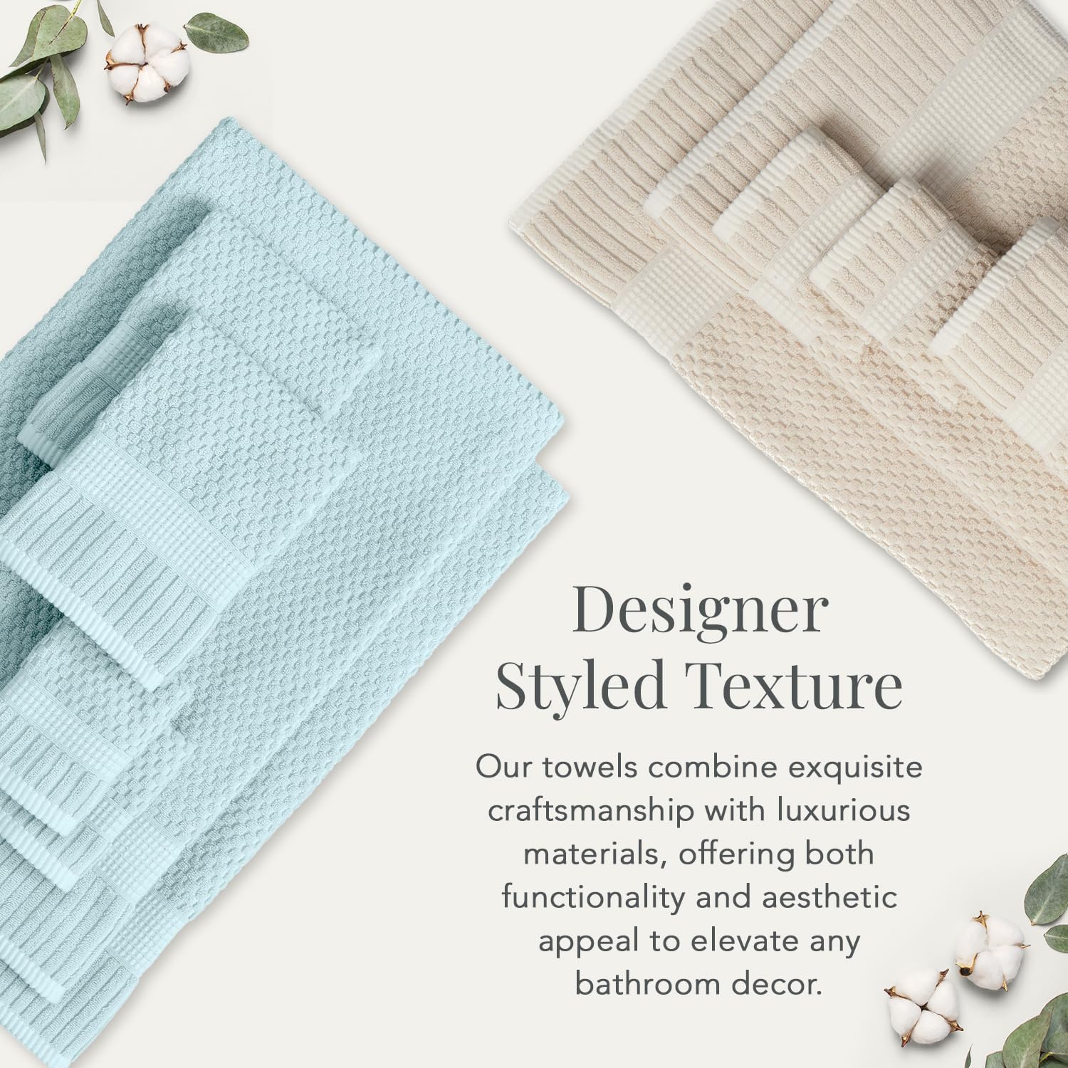 NY Loft 100 Cotton Towel Set Ultra-Soft Eco-Friendly 6-Piece Set