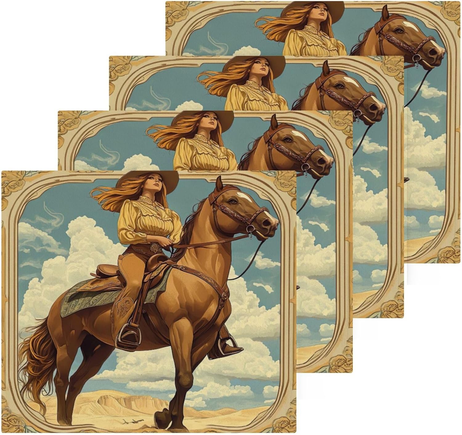 Xigua Beautiful Cowgirl Washcloth Set