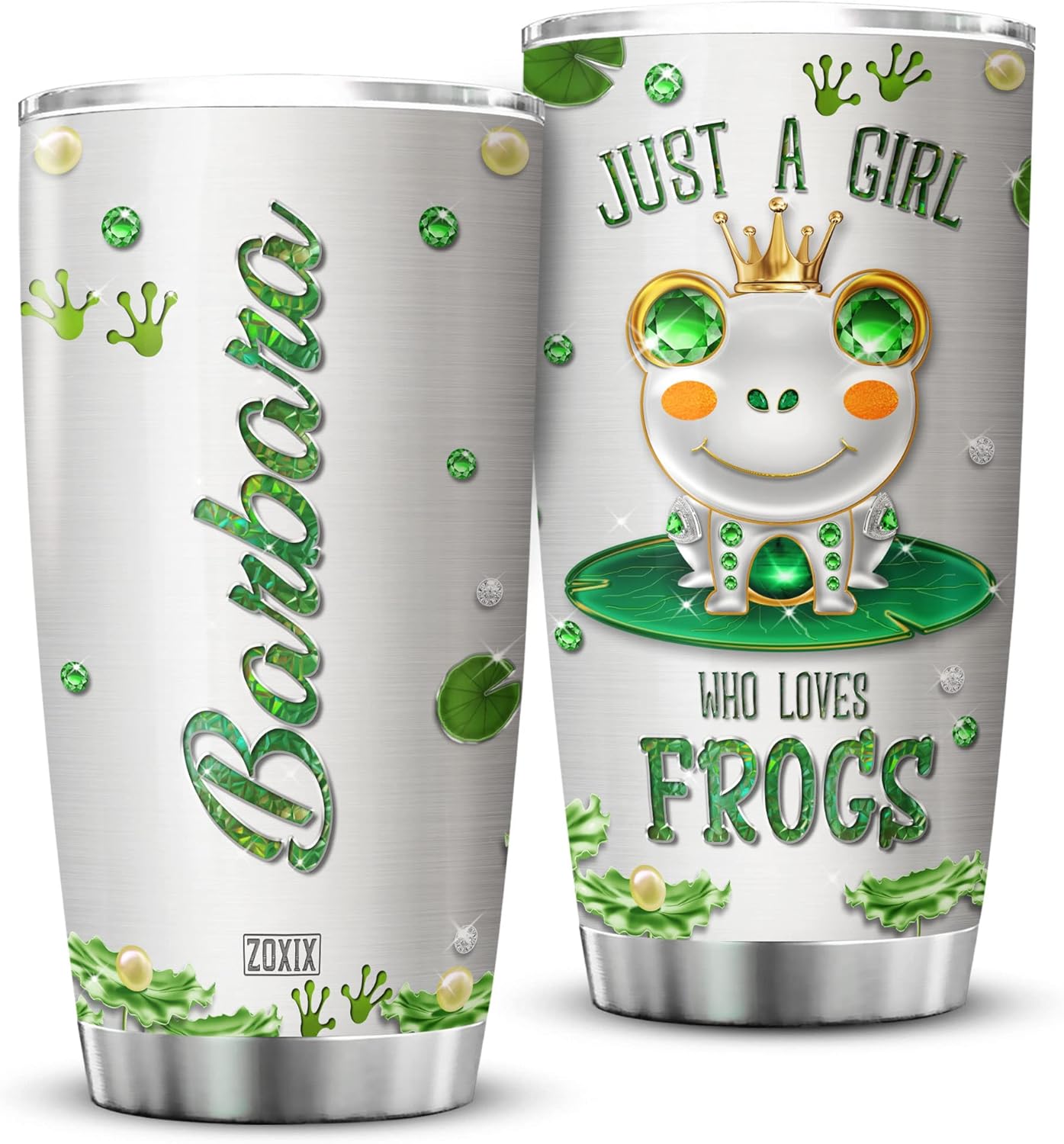 ZOXIX Just A Girl Who Loves Frogs Personalized Name Tumbler