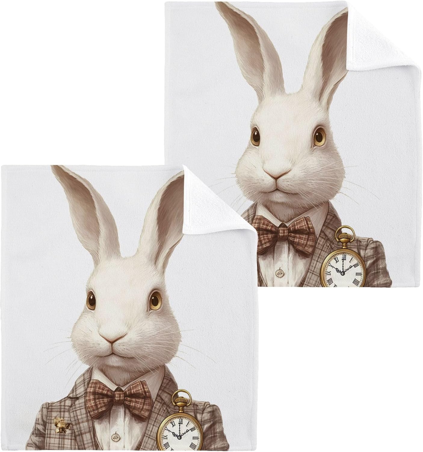 Kigai Rabbit with Pocket Watch Washcloth 2-Piece Set