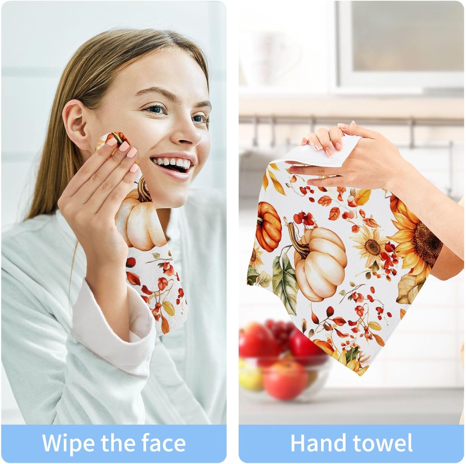 autumn watercolor washcloths set - multi purpose