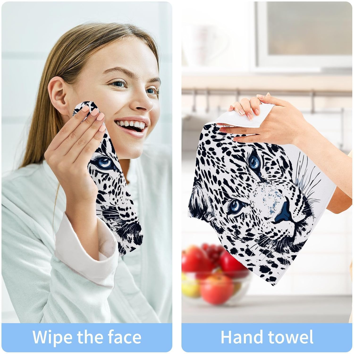 Pure White Leopard Print Washcloths 4-Pack