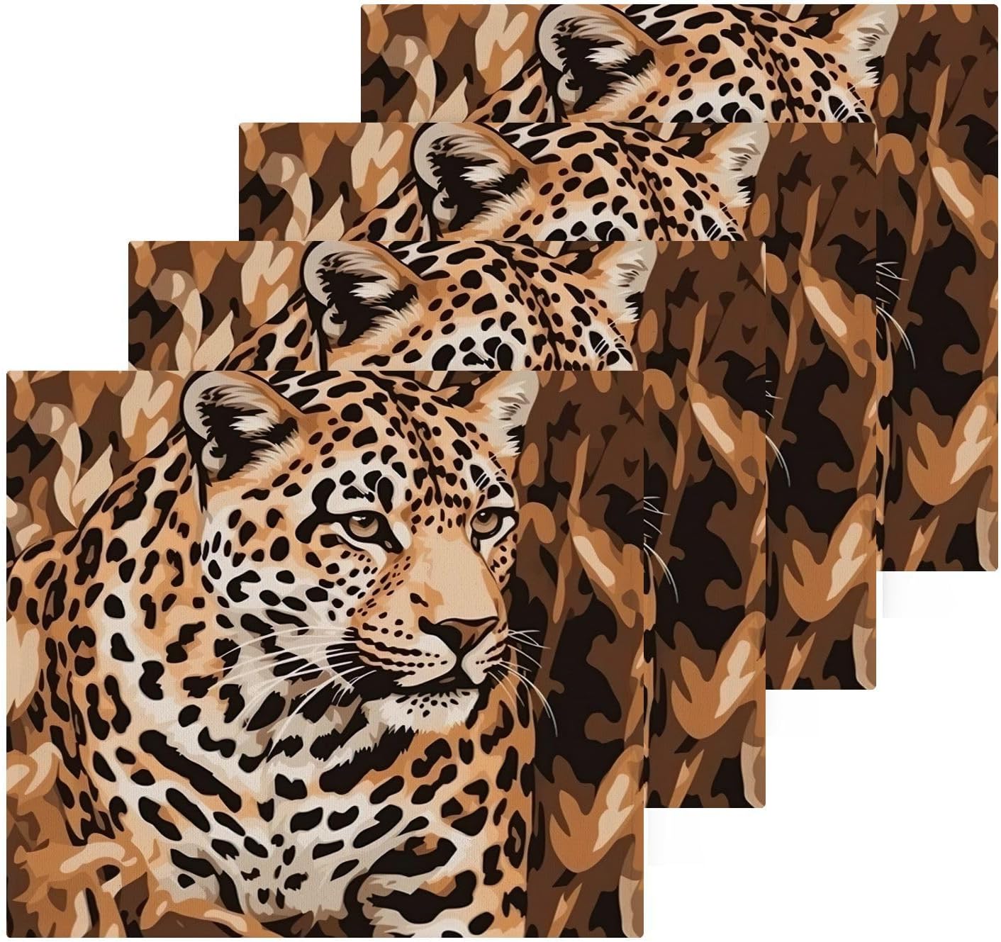 YETTASBIN Leopard Washcloths 4 Pack
