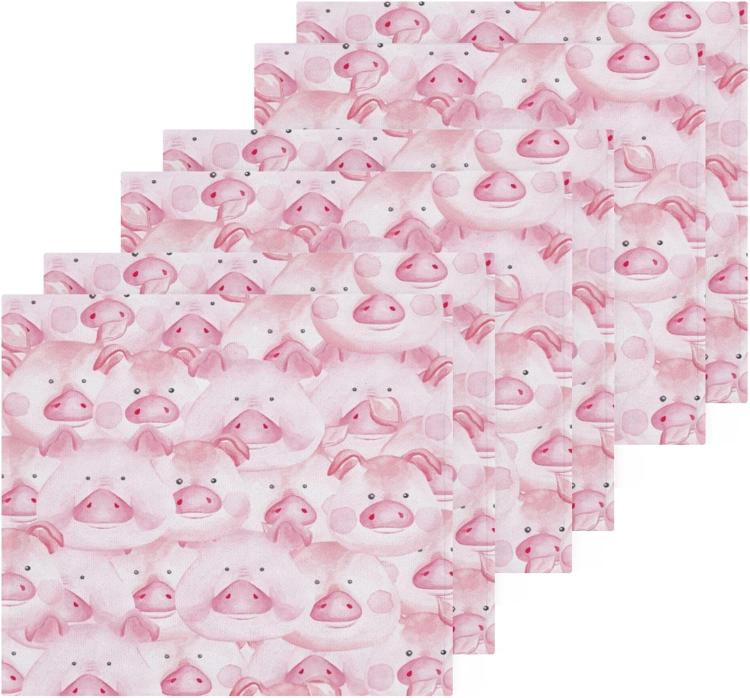 Cute Pigs Xigua Washcloth Set - 2-12 Pcs 12x12in Washable Durable
