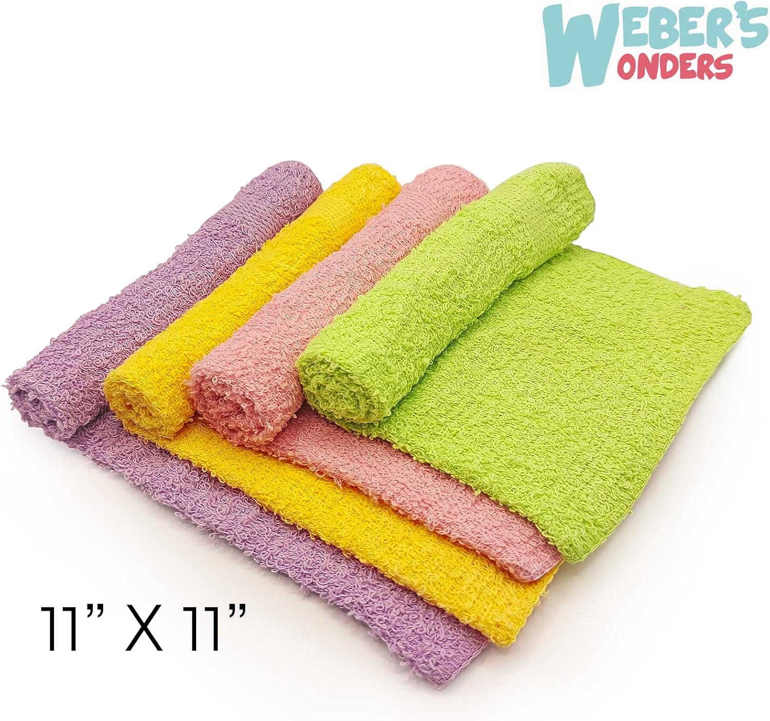 Webers Wonders 11 Pack Cotton Washcloths for Body and Face