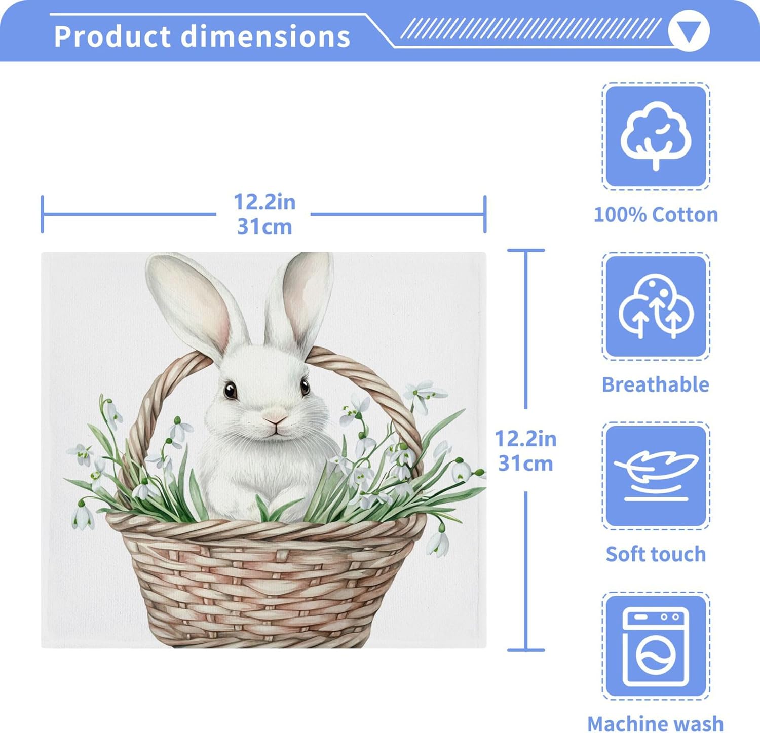 Kigai 4 Pack Easter Basket Rabbit Washcloths